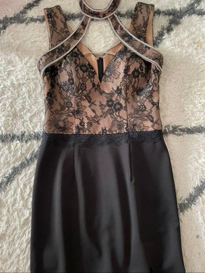 【完売品】 an ナイトドレス キャバドレス ブラック ベージュ レース S
