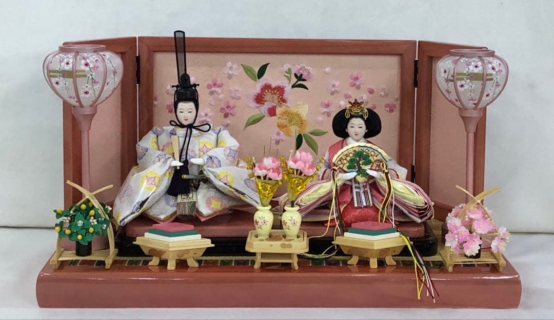 【新品】　雛人形　刺繍花柄屏風セット　数量限定 セール中