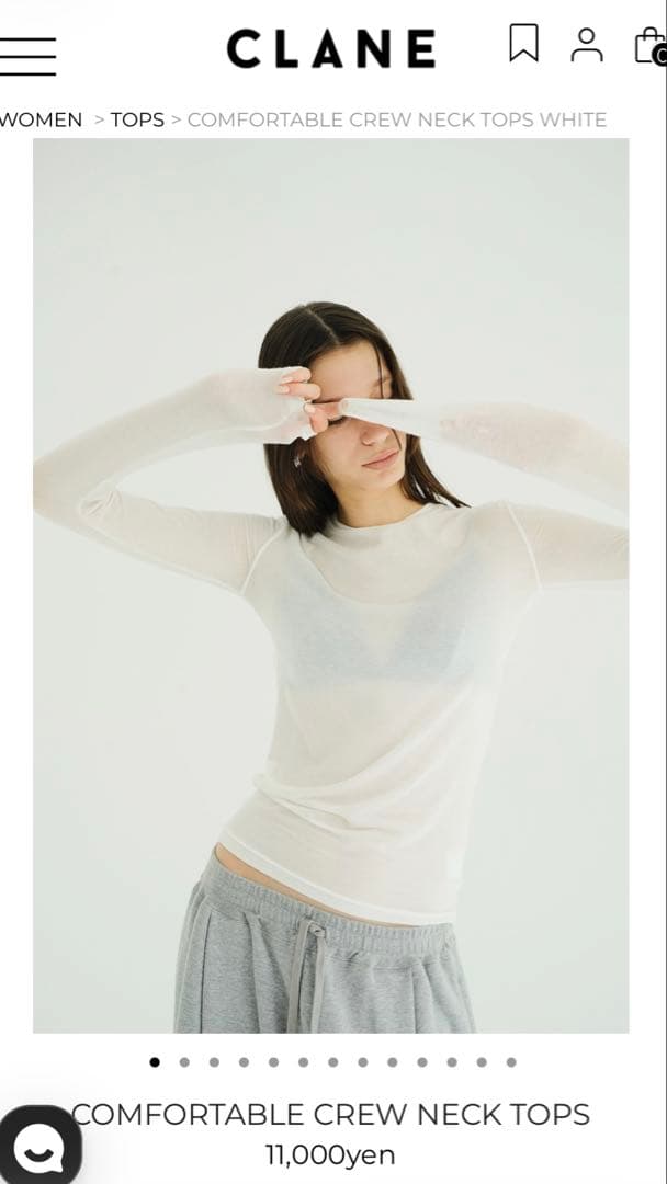 【CLANE】COMFORTABLE CREW NECK TOPS 1WHITE