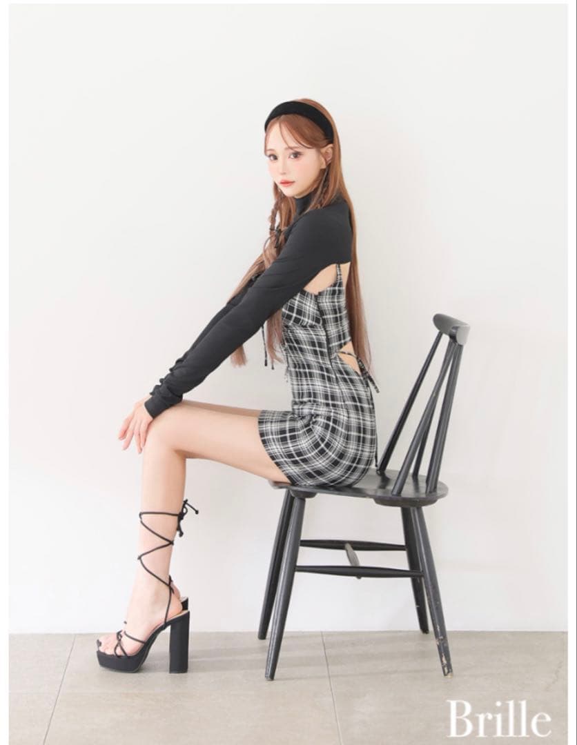 ナ*様 売り切れ品‼️Brille チェック柄タイトドレス XS