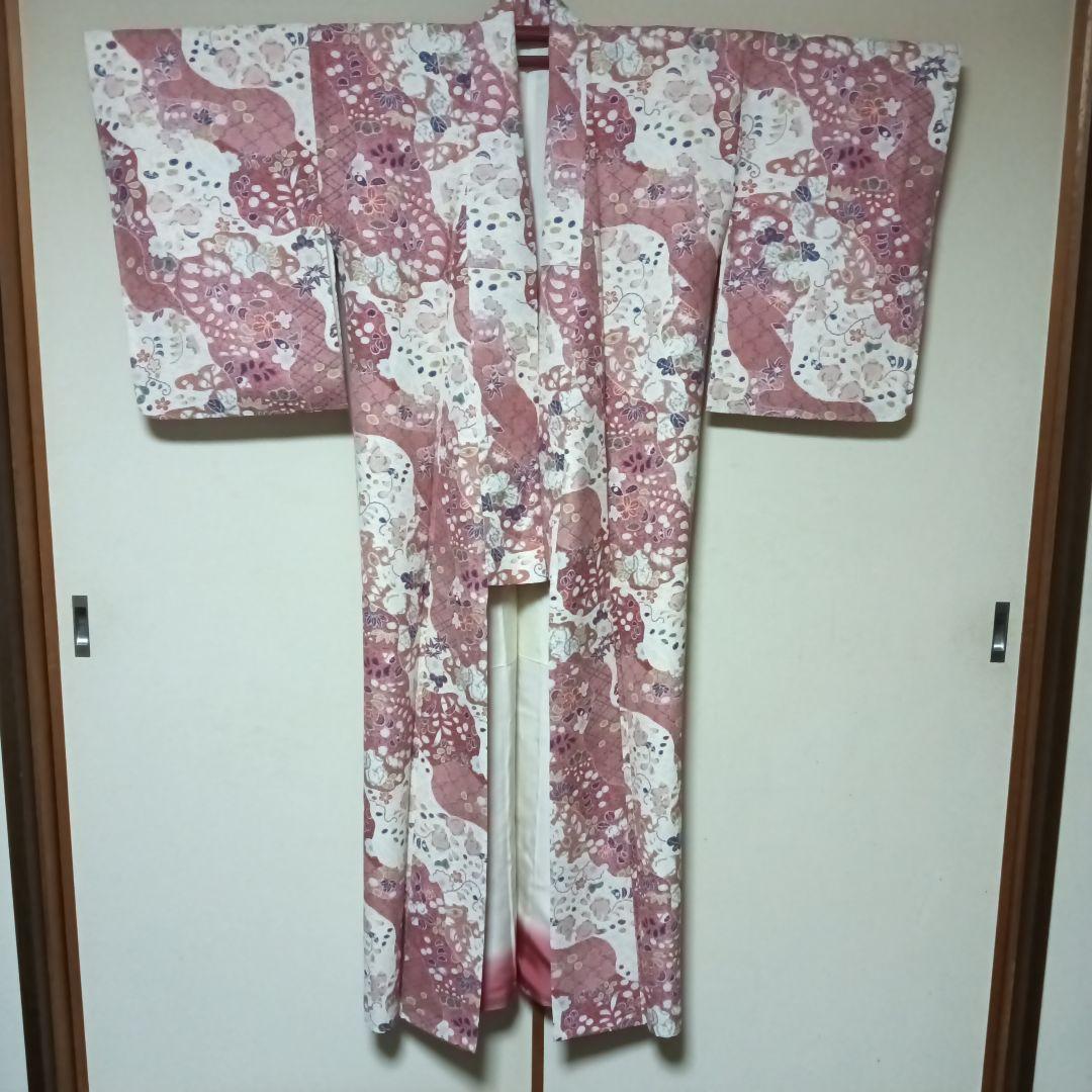 小紋着物　新品未使用　袷　辻ヶ花柄