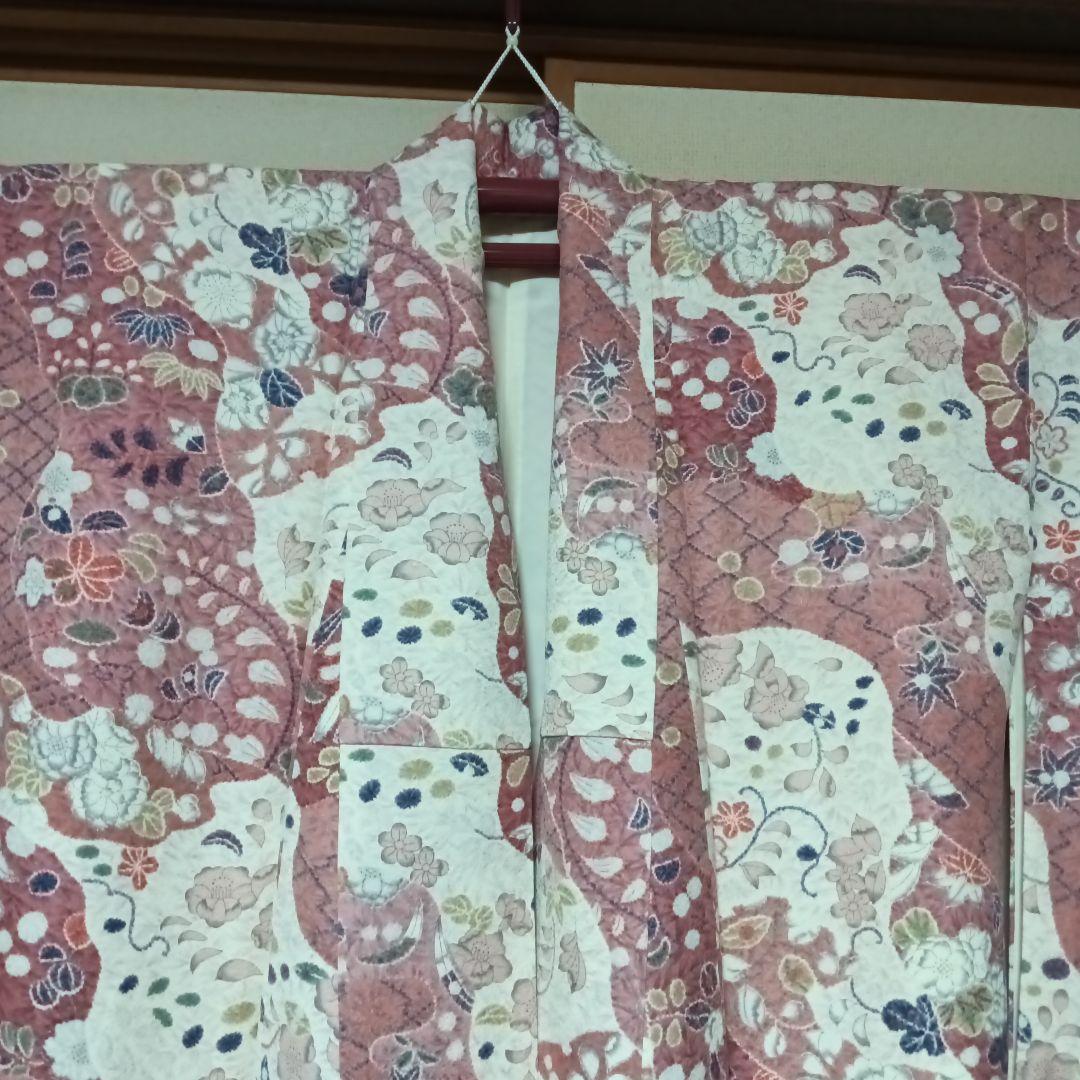 小紋着物　新品未使用　袷　辻ヶ花柄