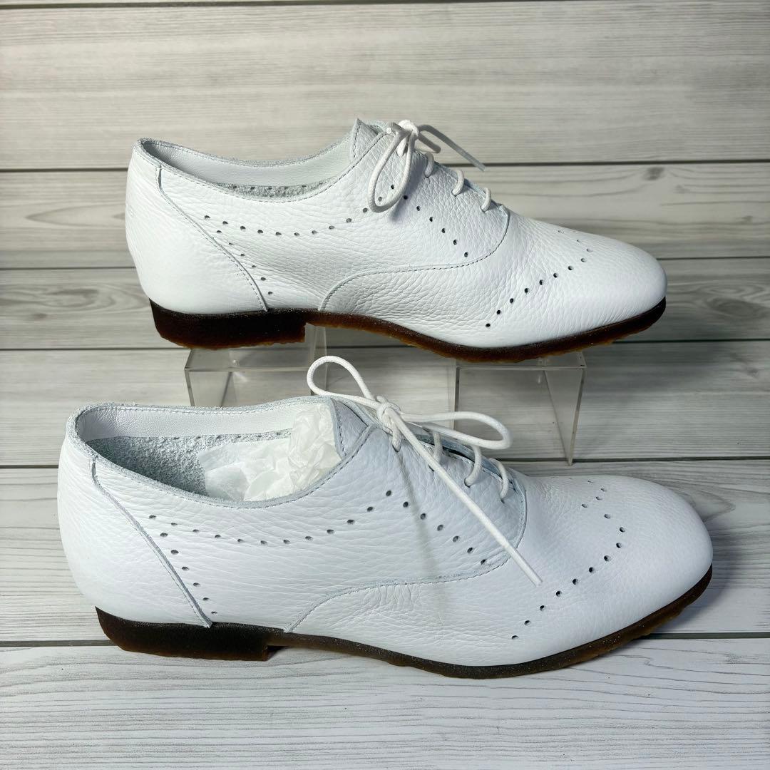 137【ほぼ新品】アルシュ SADIZIレースアップシューズ 本革 白 37