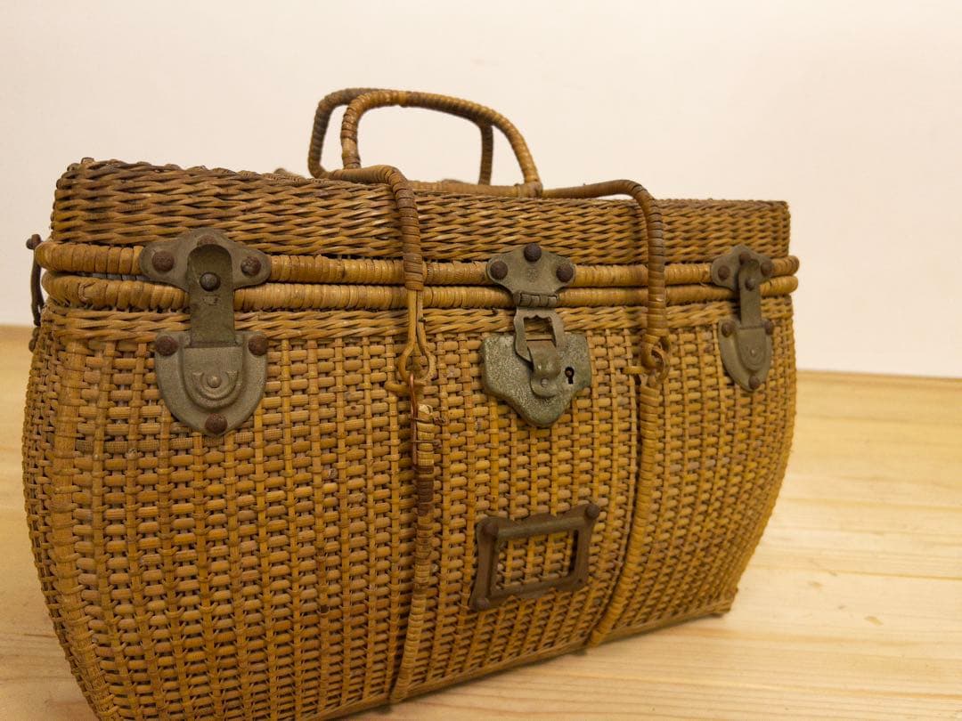 【須賀】籐　バッグ　2a015　古道具　古家具　ビンテージ