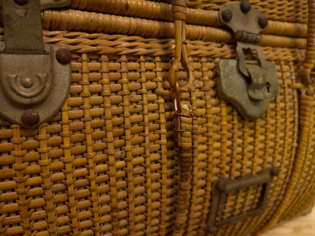 【須賀】籐　バッグ　2a015　古道具　古家具　ビンテージ