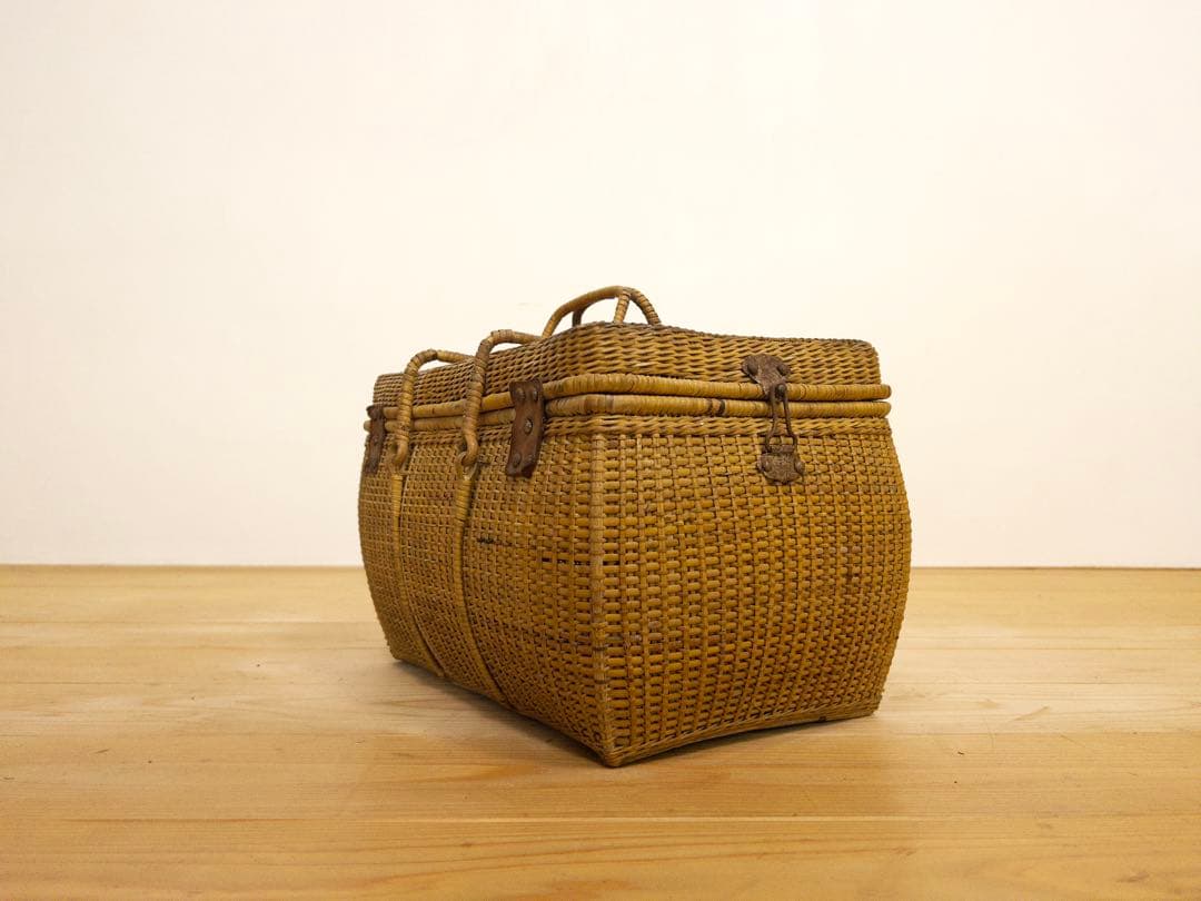 【須賀】籐　バッグ　2a015　古道具　古家具　ビンテージ