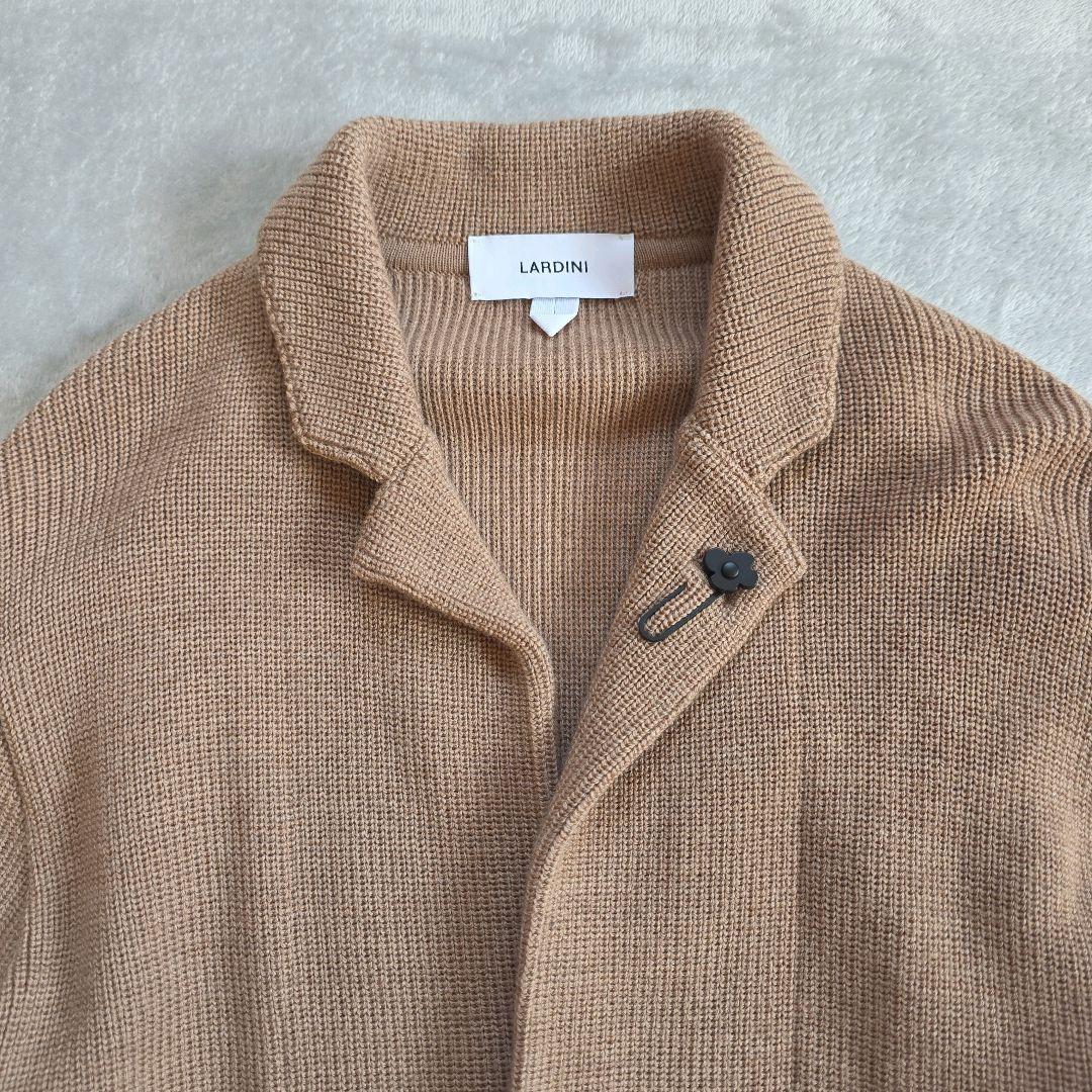 極美品 LARDINI ニットジャケット 近年モデル ベージュ ミラノリブ 現行
