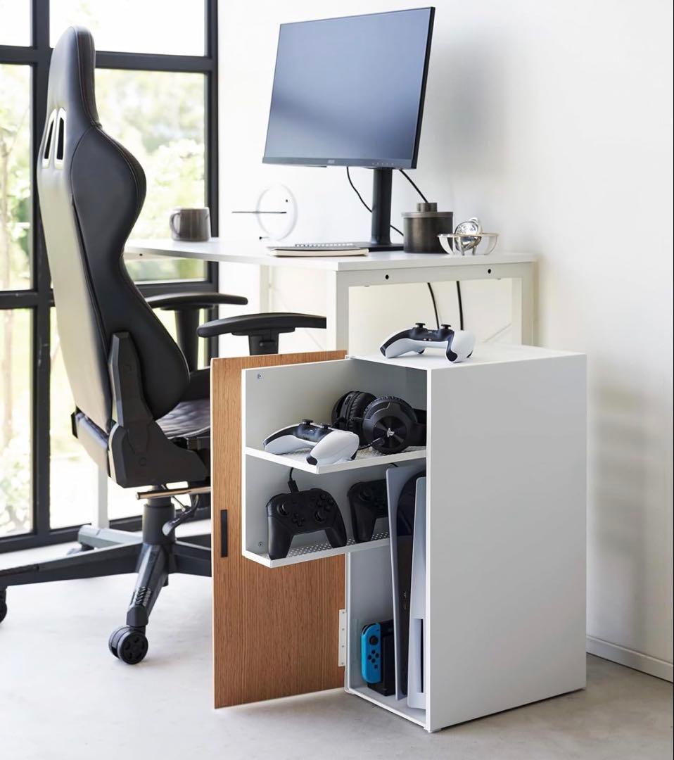 山崎実業 towerゲーム機 収納 ラック ホワイト 箱入り新品