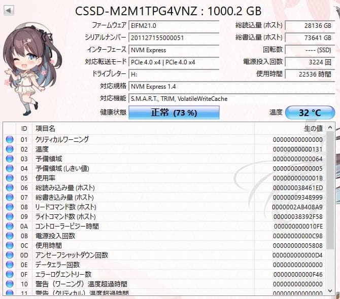 7,000Mb/s 動作確認済み M.2 SSD 1TB CFD販売 ゲーミング