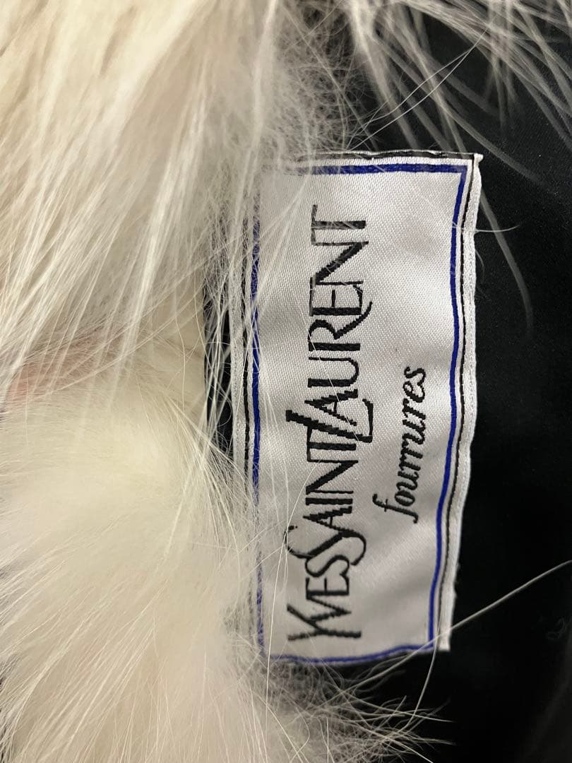 YSL イヴサンローラン　ファーコート ホワイト・グレー