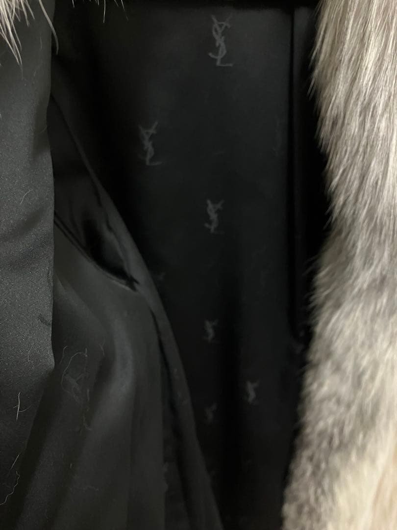 YSL イヴサンローラン　ファーコート ホワイト・グレー