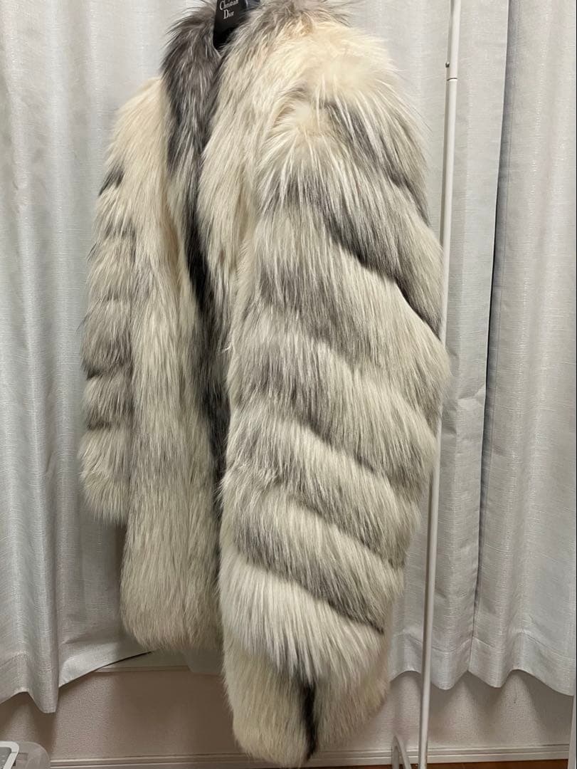 YSL イヴサンローラン　ファーコート ホワイト・グレー