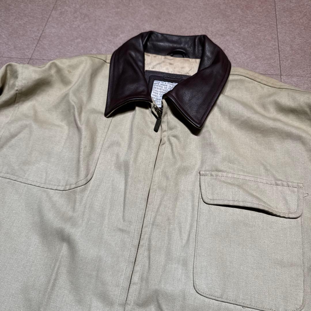 Old coach カバーオール　ジャケット　レザー　ベージュ　ビンテージ　M
