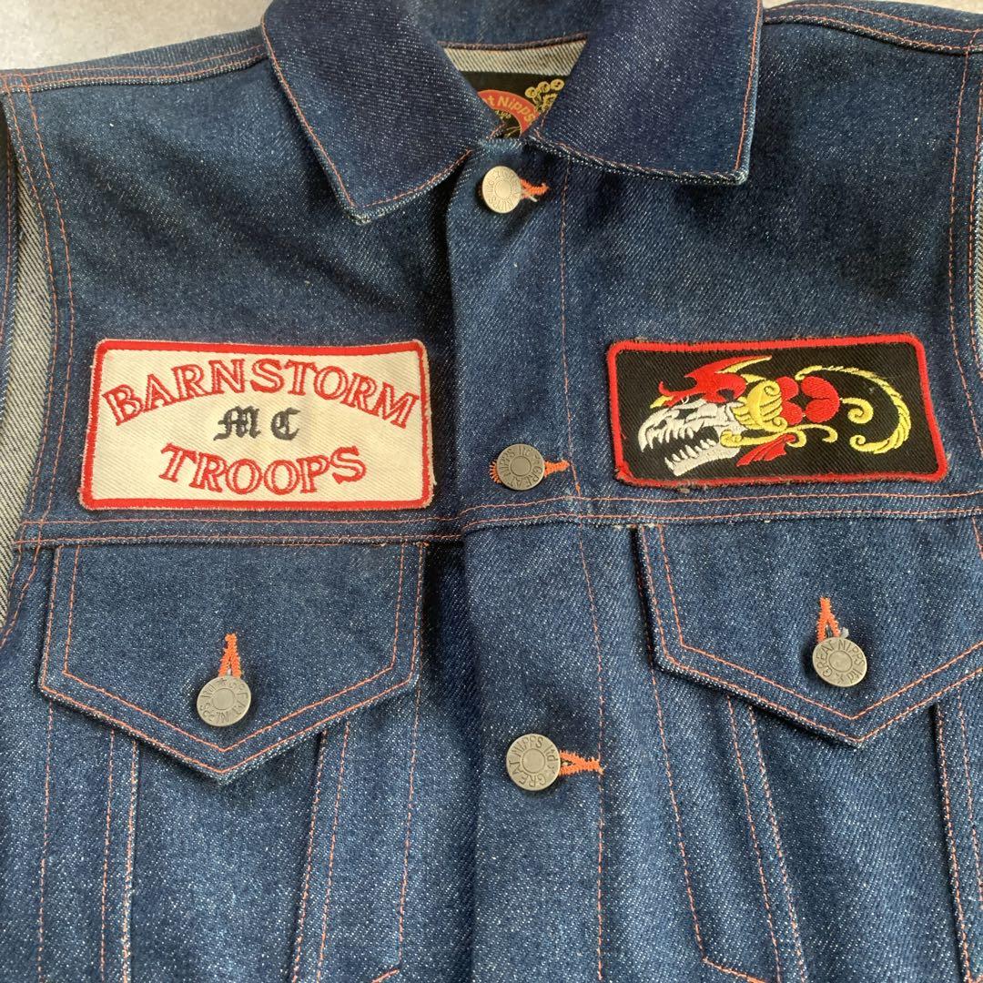 バイク乗り　BARNSTORM MC TROOPS デニムベスト　東本昌平