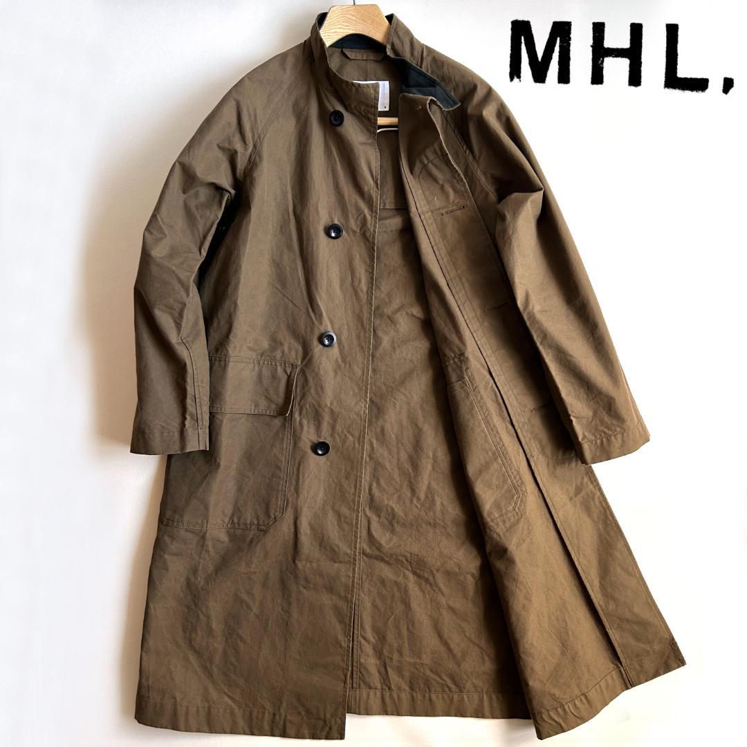 【極美品】MHL. オイルドコットン スタンドカラー ロングコート