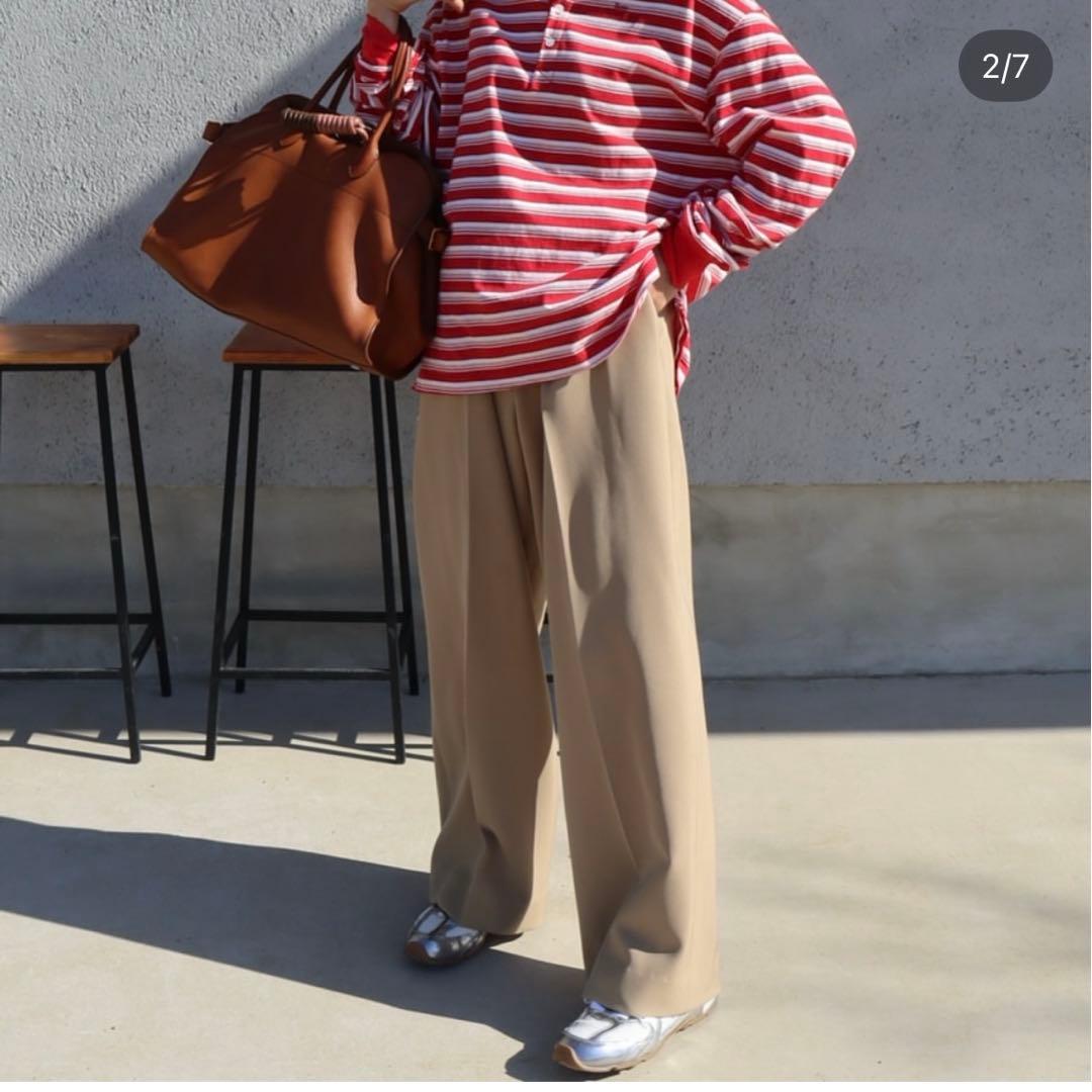 epa エパ　ツイルワイドパンツ ベージュ