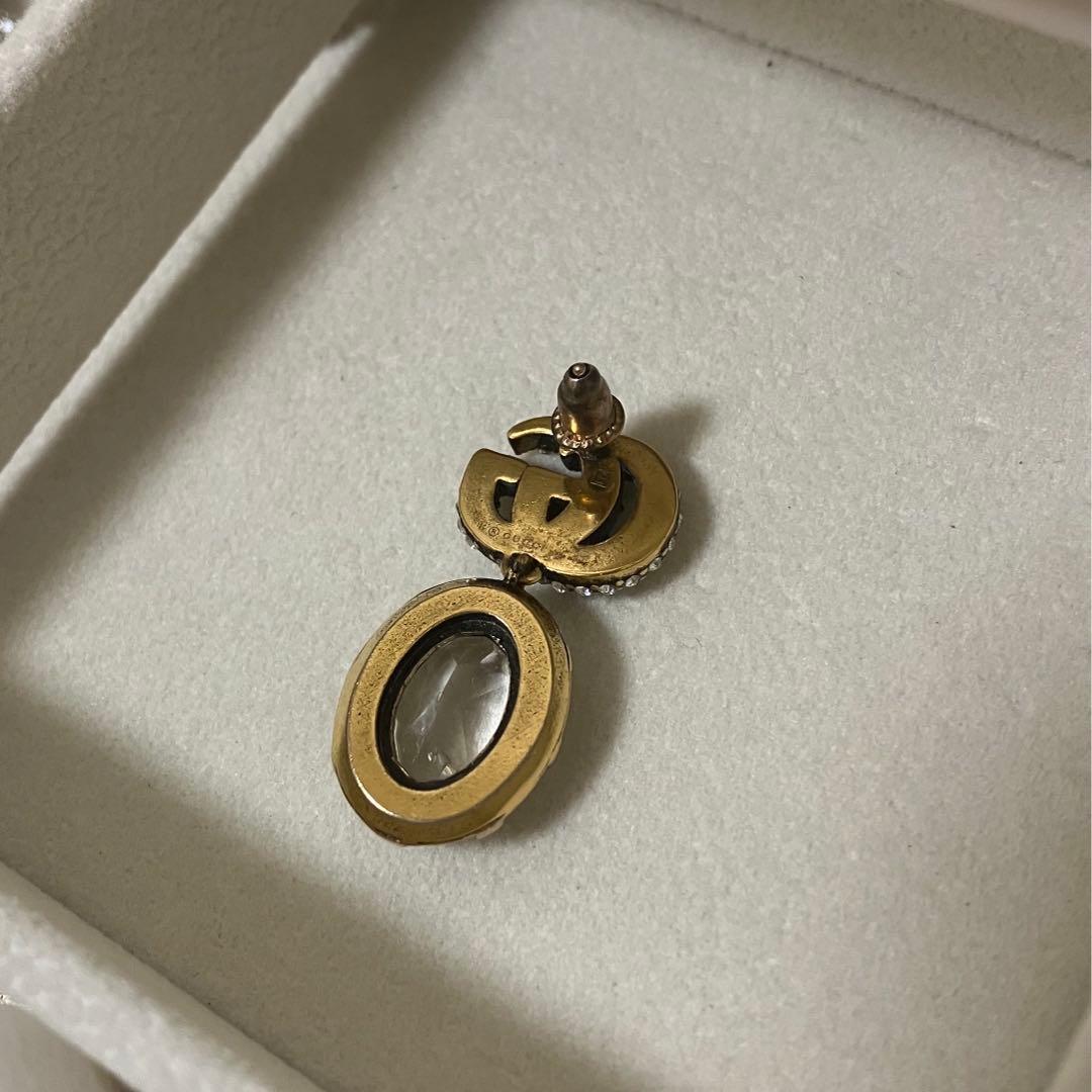 GUCCI クリスタル付き ダブルG ピアス