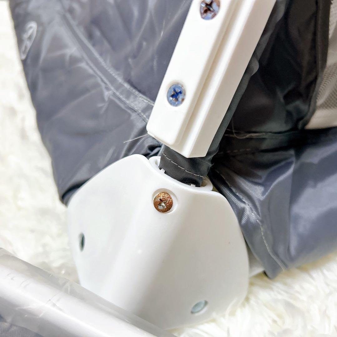 ベビーベッド 添い寝 おむつ台　折りたたみ キャスタ付き 蚊帳　ダーググレー