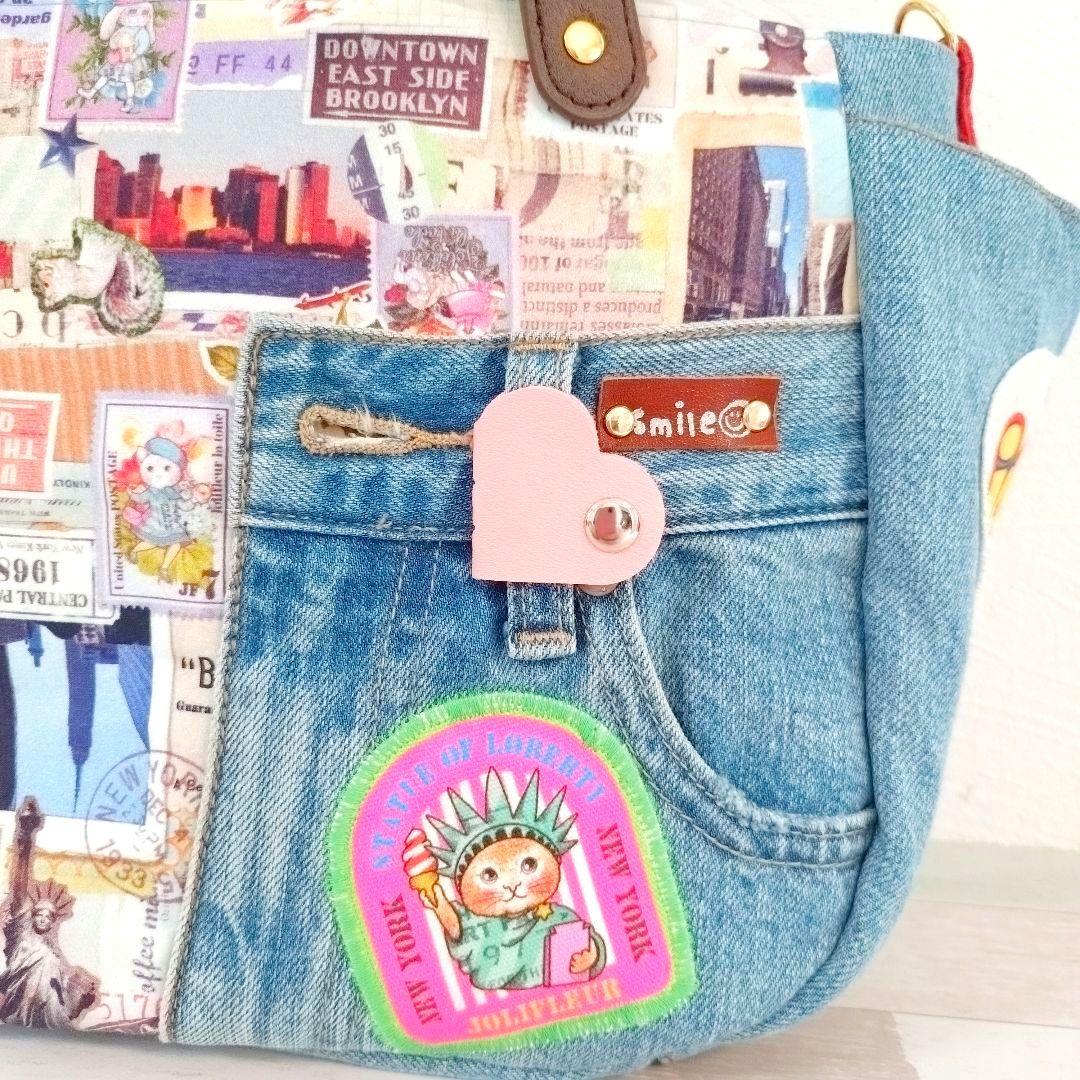 大判コラコラ×デニムリメイクバッグ ☆ ジョリーフルール