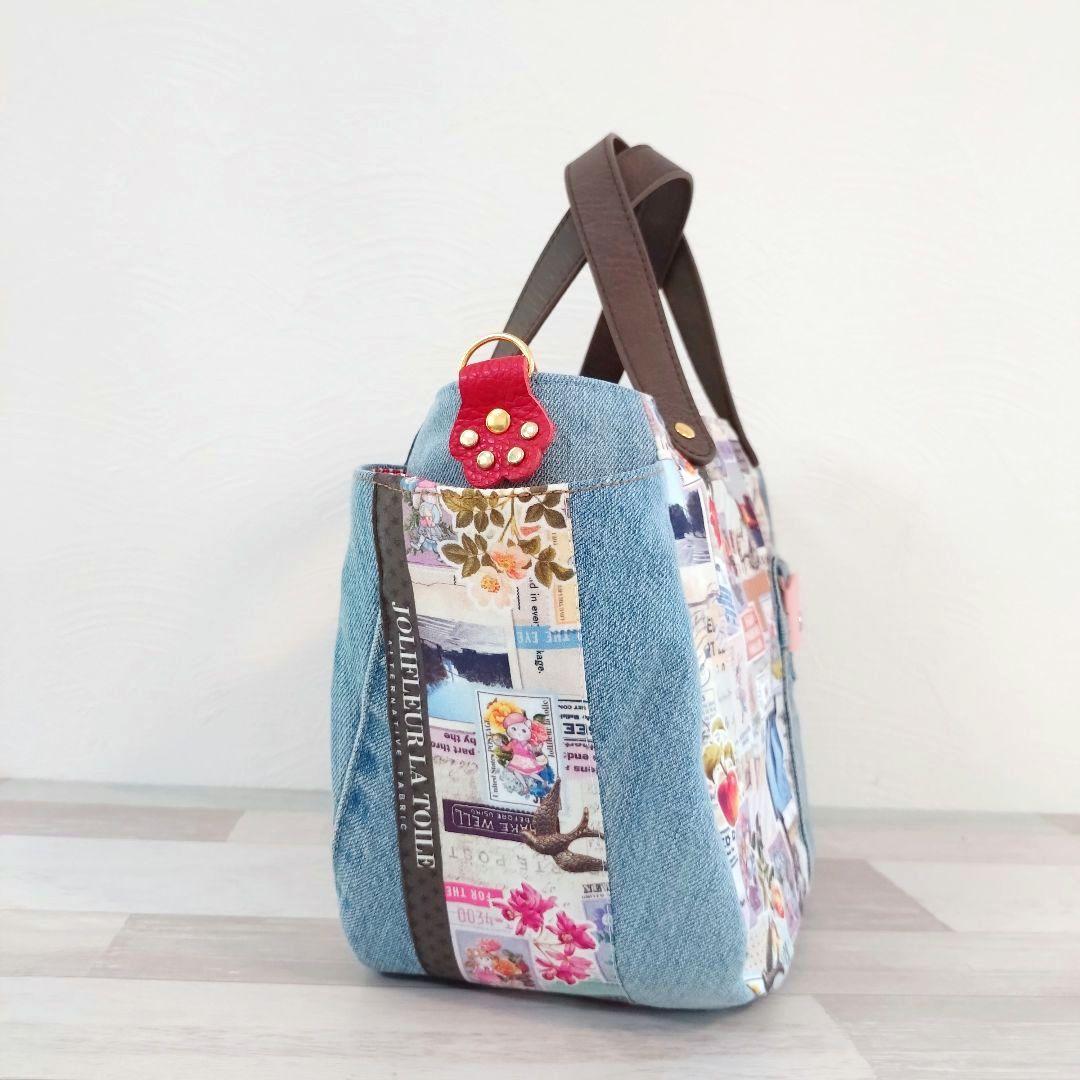 大判コラコラ×デニムリメイクバッグ ☆ ジョリーフルール