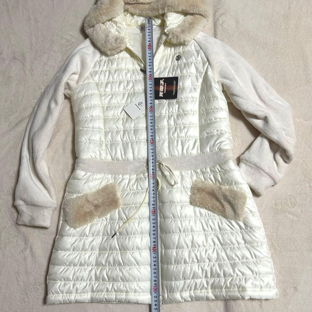 【新品タグ付】【訳あり品】and per se フード付中綿ワンピース ゴルフ