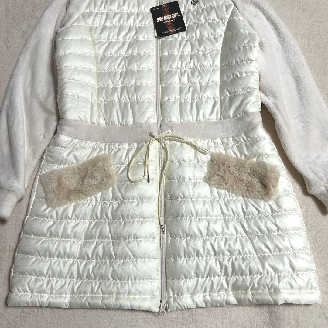 【新品タグ付】【訳あり品】and per se フード付中綿ワンピース ゴルフ