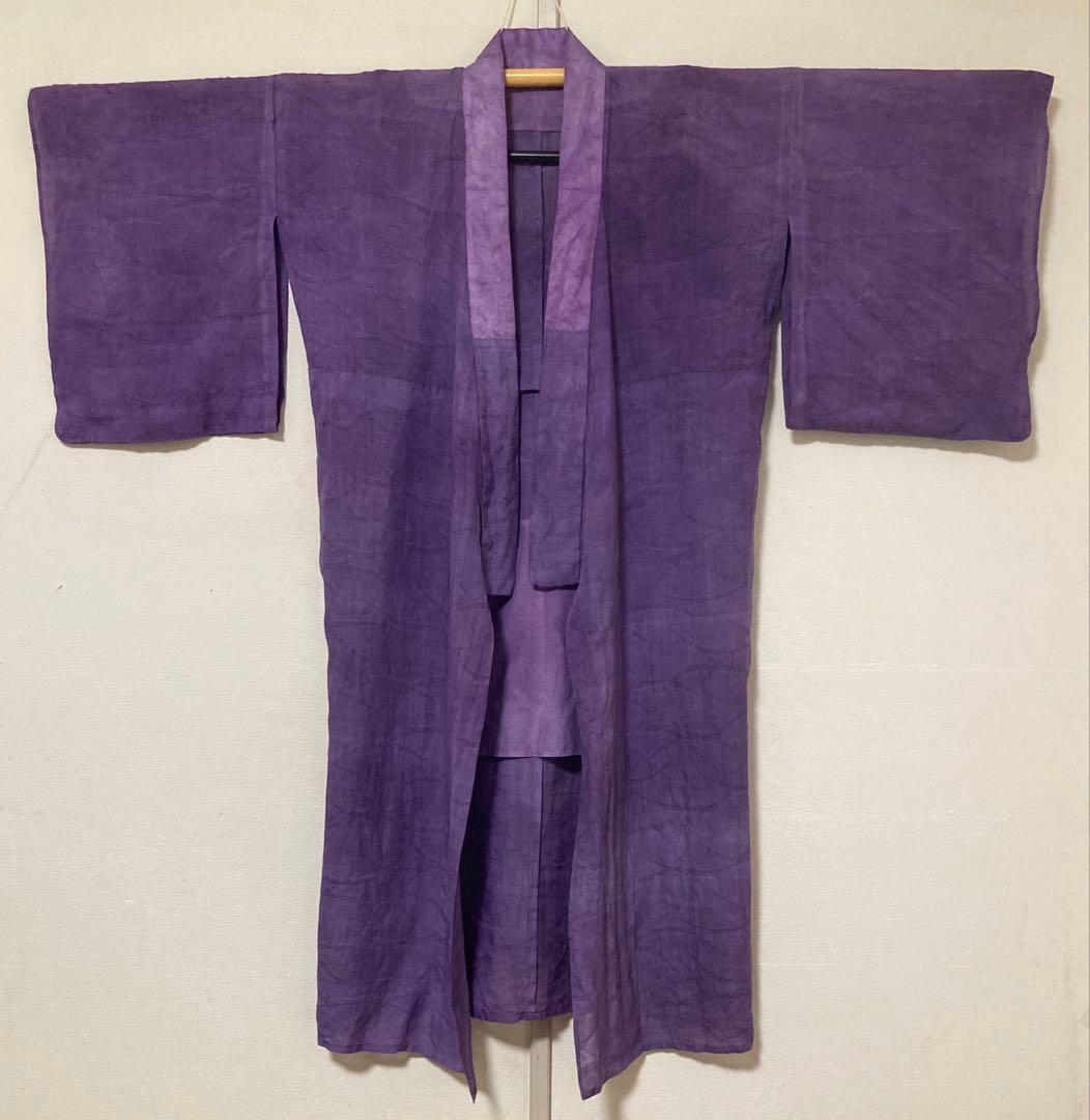 本麻　洗える長襦袢　カラー襦袢　桔梗色　芝草　リサイクル　管理tn