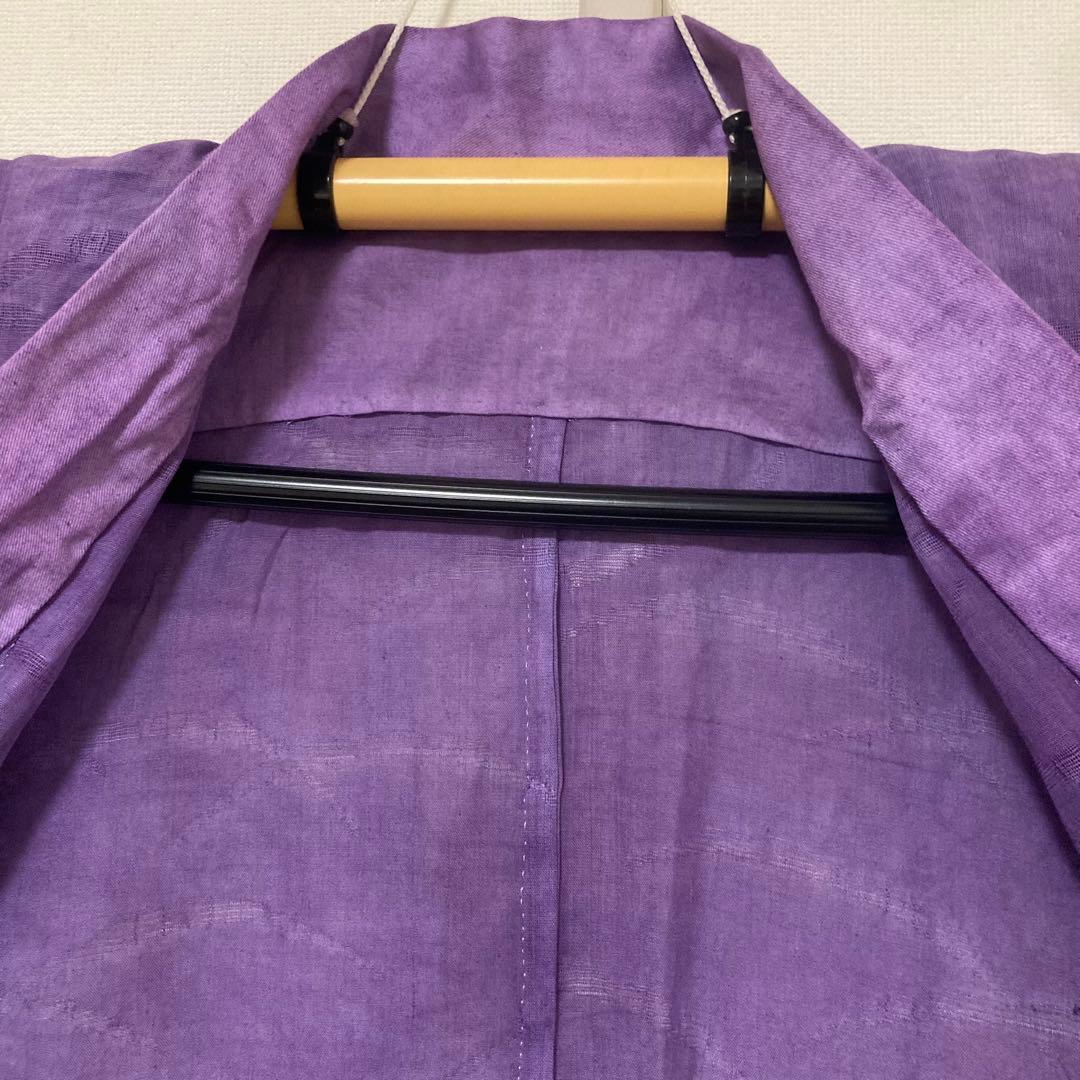 本麻　洗える長襦袢　カラー襦袢　桔梗色　芝草　リサイクル　管理tn