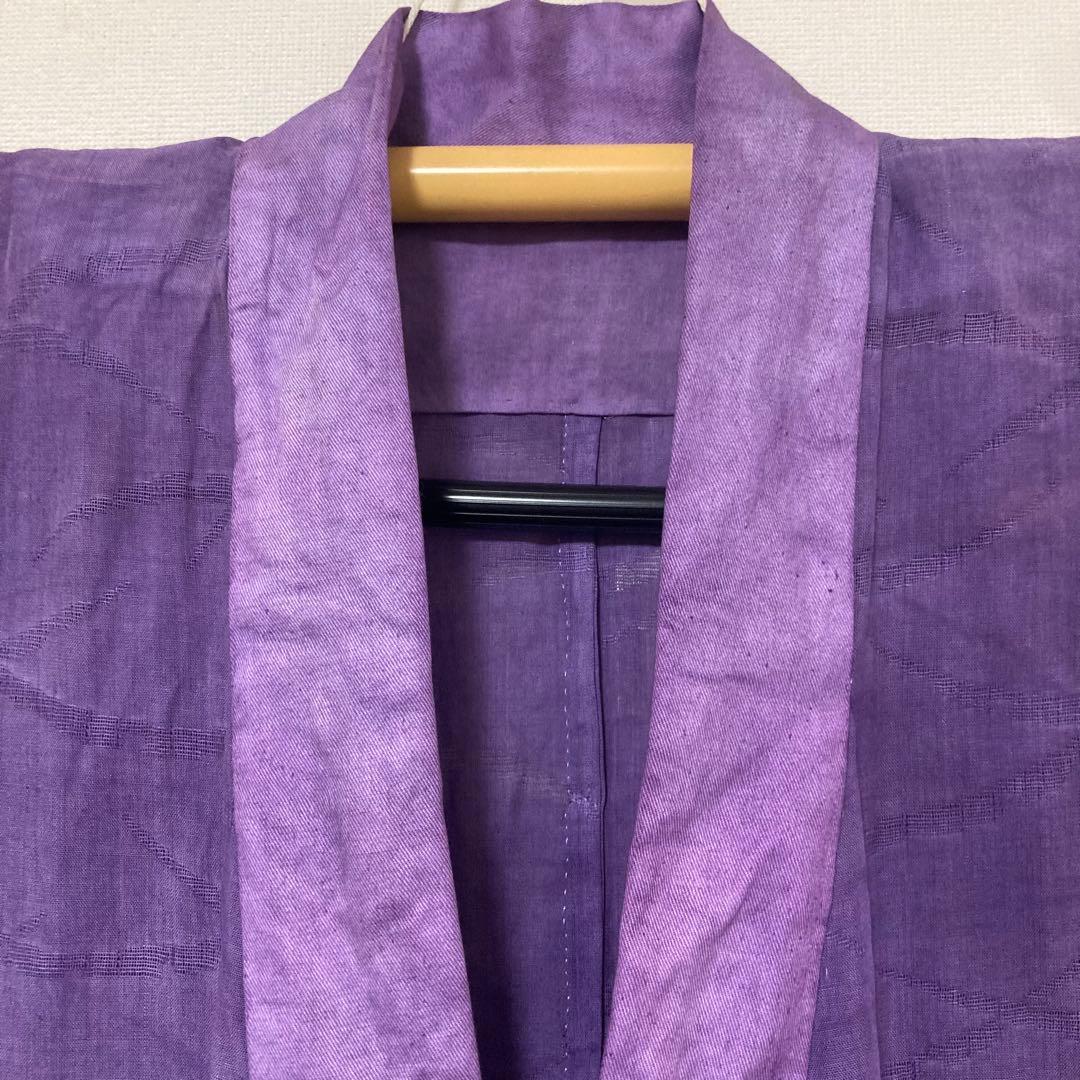 本麻　洗える長襦袢　カラー襦袢　桔梗色　芝草　リサイクル　管理tn