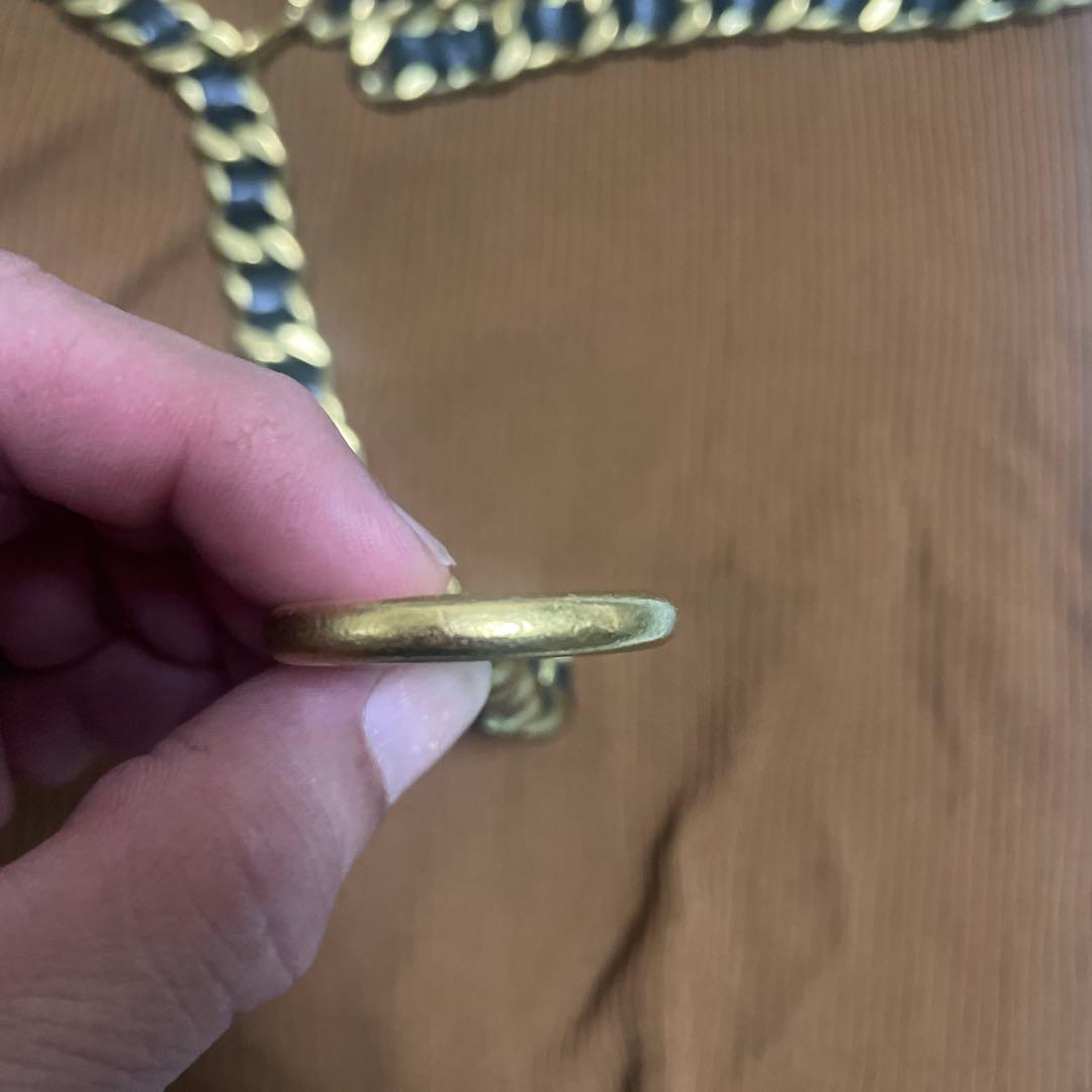 CHANEL チェーンベルト　ゴールド×ブラック革　  ヴィンテージ