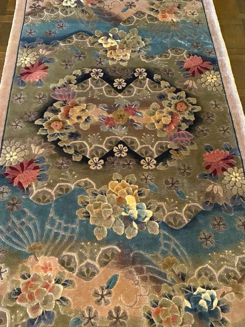 ぶひさん　中国段通 シルク絨毯 約90cm x 155cm