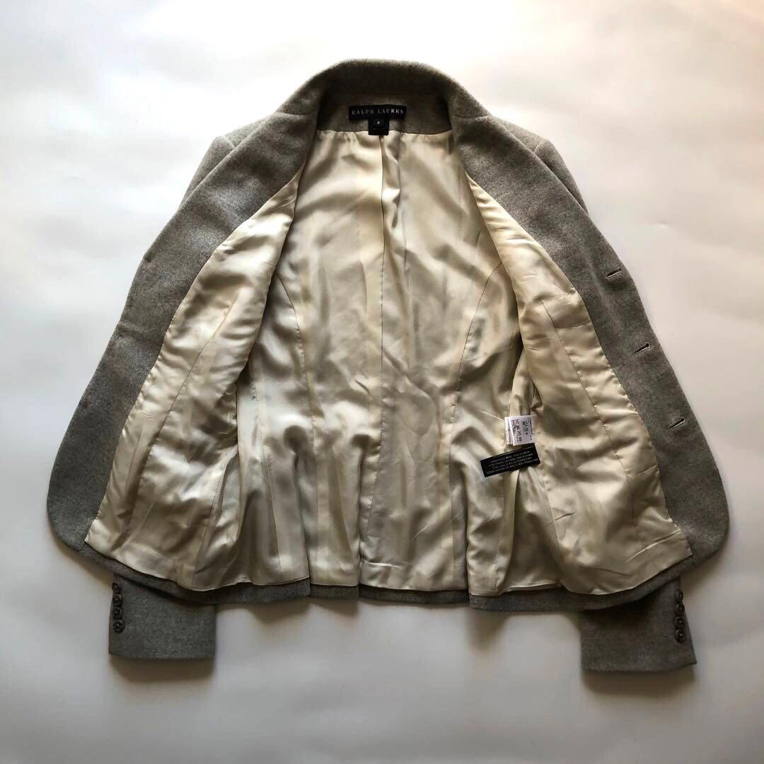 ★美品★ラルフローレン カシミヤ混テーラードジャケット グレー 秋冬 M
