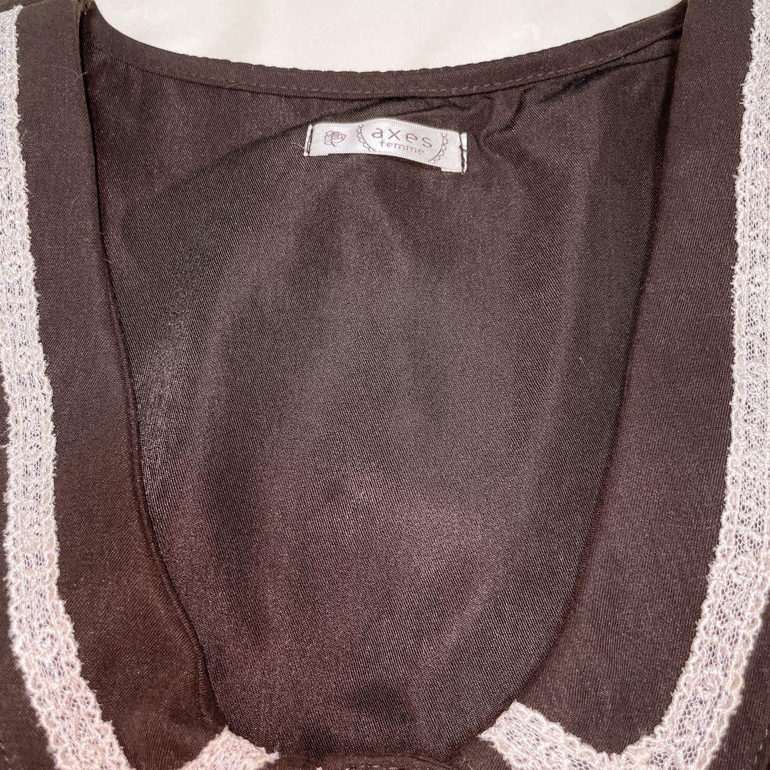 axes femme W編み上げベスト 焦茶 森ガール ゴスロリcoquette