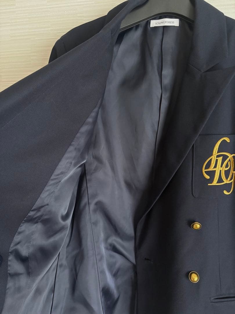 24年試着のみ美品3.4万円WテーラードジャケットFラウンジドレス ネイビー