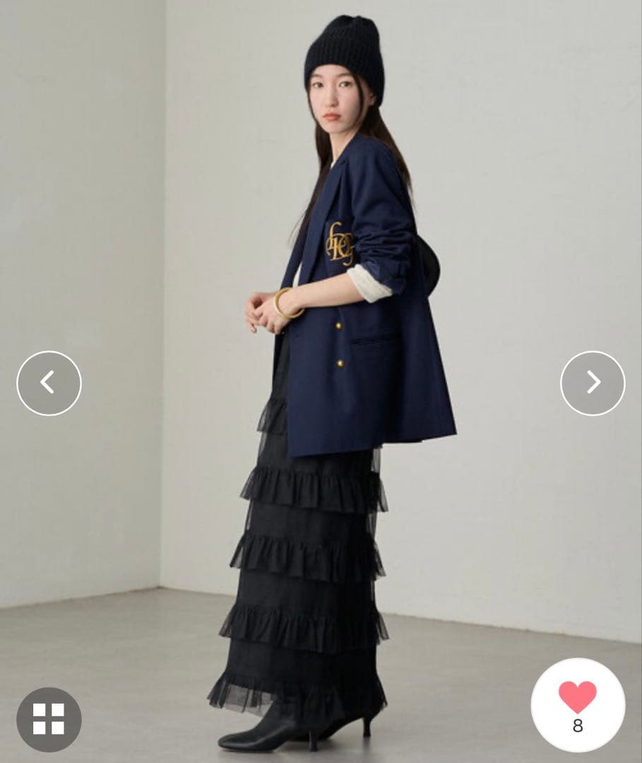 24年試着のみ美品3.4万円WテーラードジャケットFラウンジドレス ネイビー