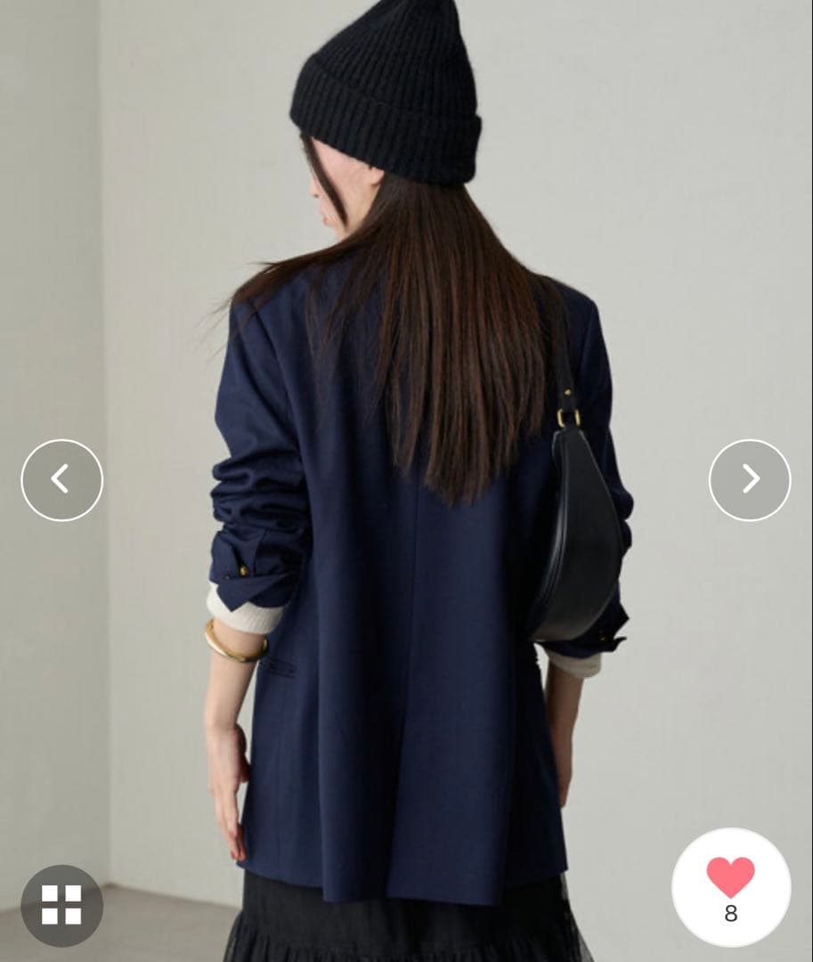 24年試着のみ美品3.4万円WテーラードジャケットFラウンジドレス ネイビー