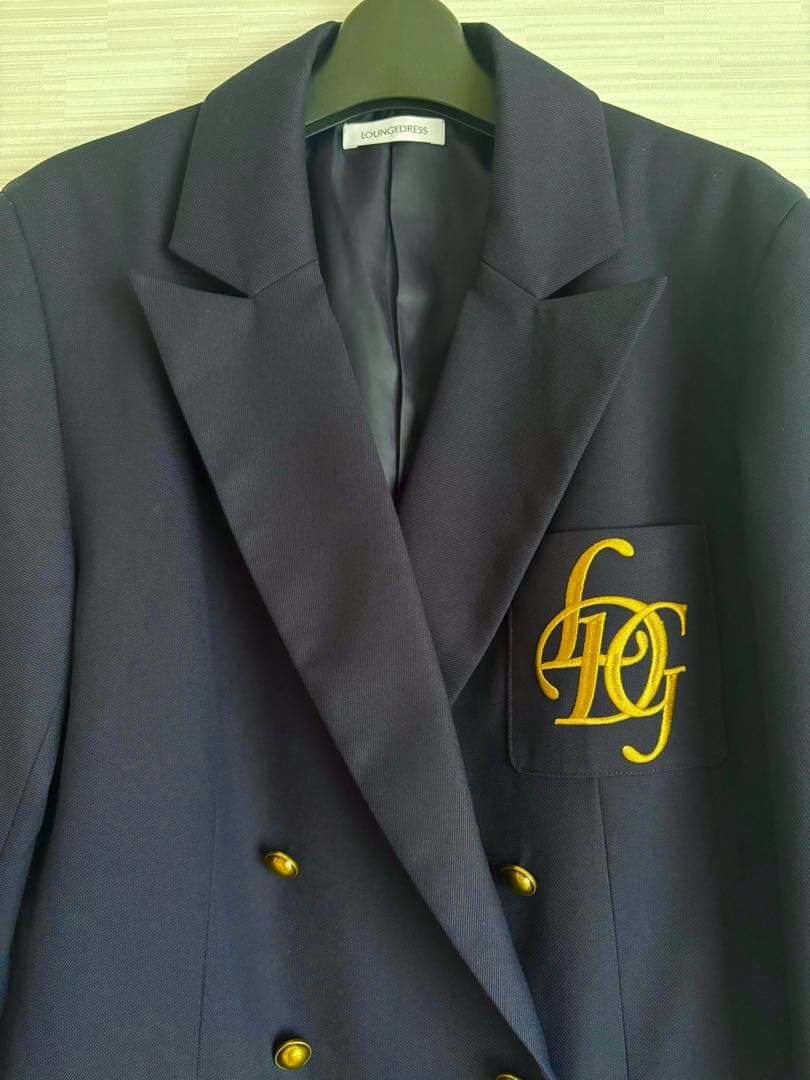 24年試着のみ美品3.4万円WテーラードジャケットFラウンジドレス ネイビー