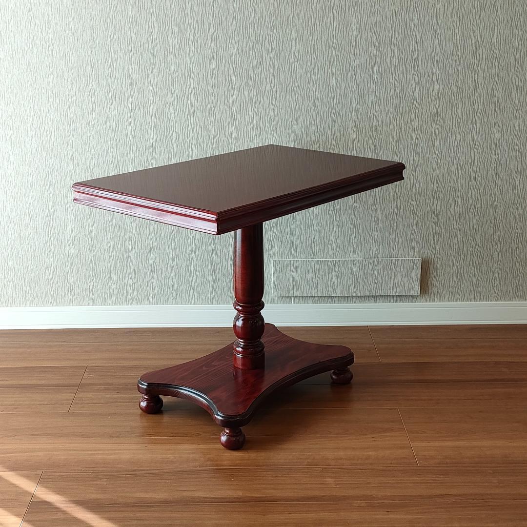 木製　サイドテーブル　コーヒーテーブル　丸脚　スクエア