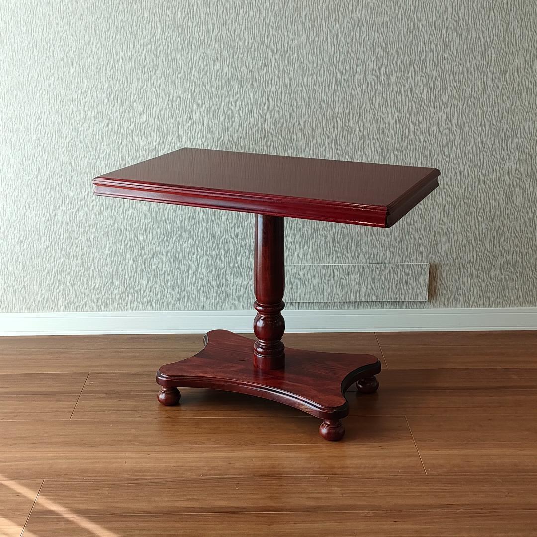 木製　サイドテーブル　コーヒーテーブル　丸脚　スクエア