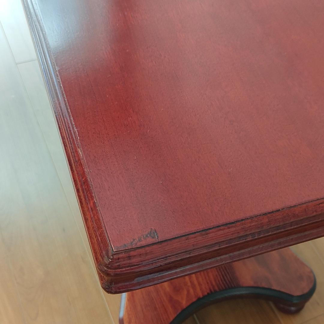 木製　サイドテーブル　コーヒーテーブル　丸脚　スクエア