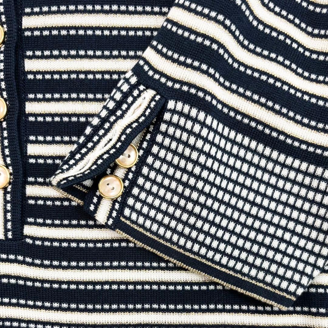 美品クリスチャンディオール ボーダー ラメ サマーニット ポロシャツ y2k M