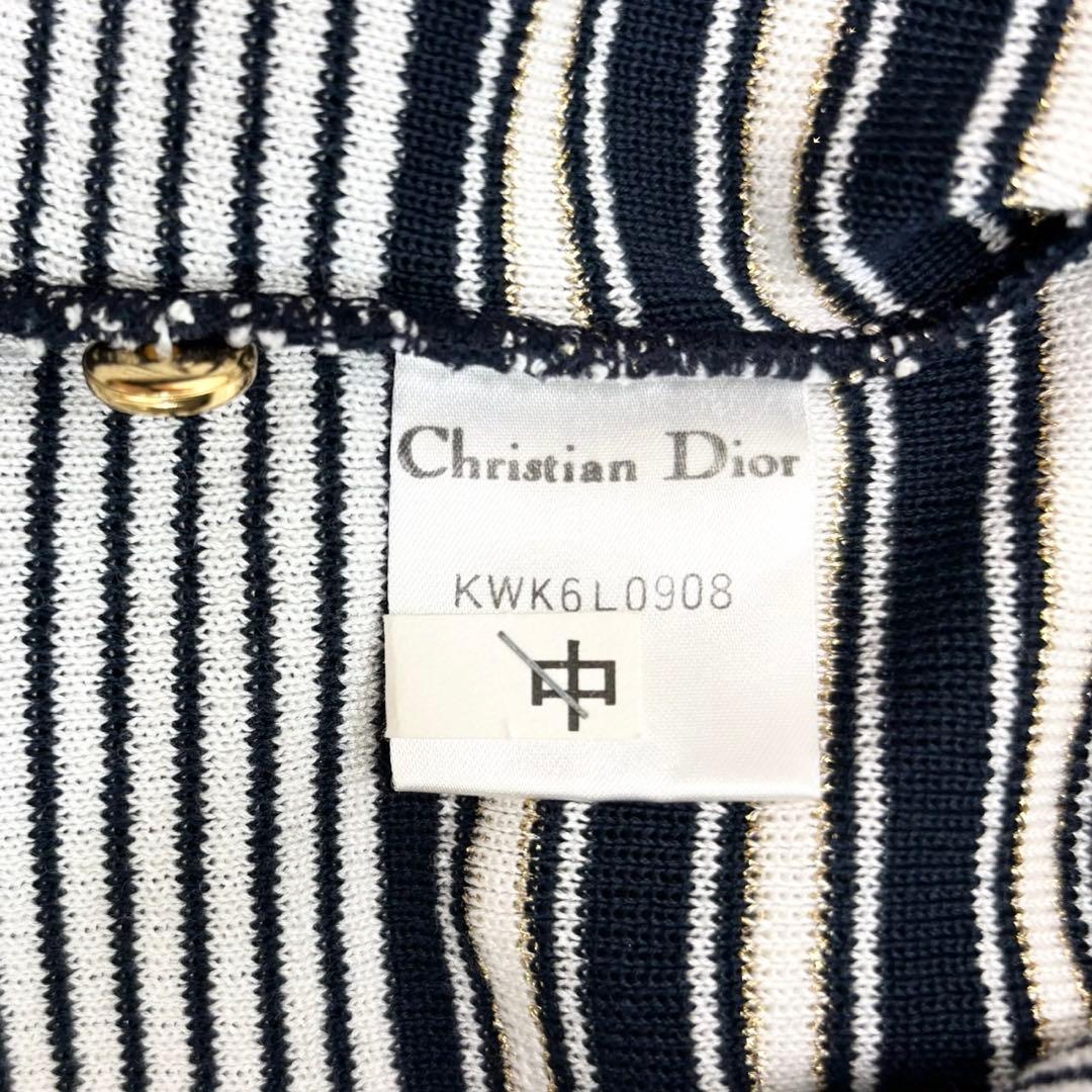 美品クリスチャンディオール ボーダー ラメ サマーニット ポロシャツ y2k M