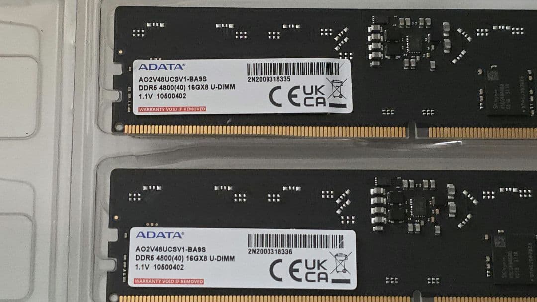 ADATA DDR5 32GB(16×2) 4800MHz メモリ