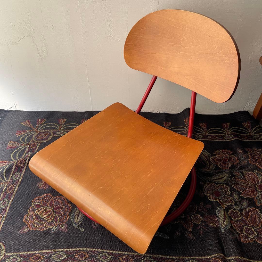 木製　ローラウンドチェア　スクールチェア　回転座椅子　ヴィンテージ　スチール