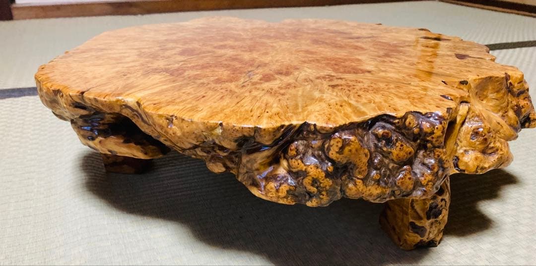 道産天然木　瘤　花台 香炉台 置物 テーブル　脚付