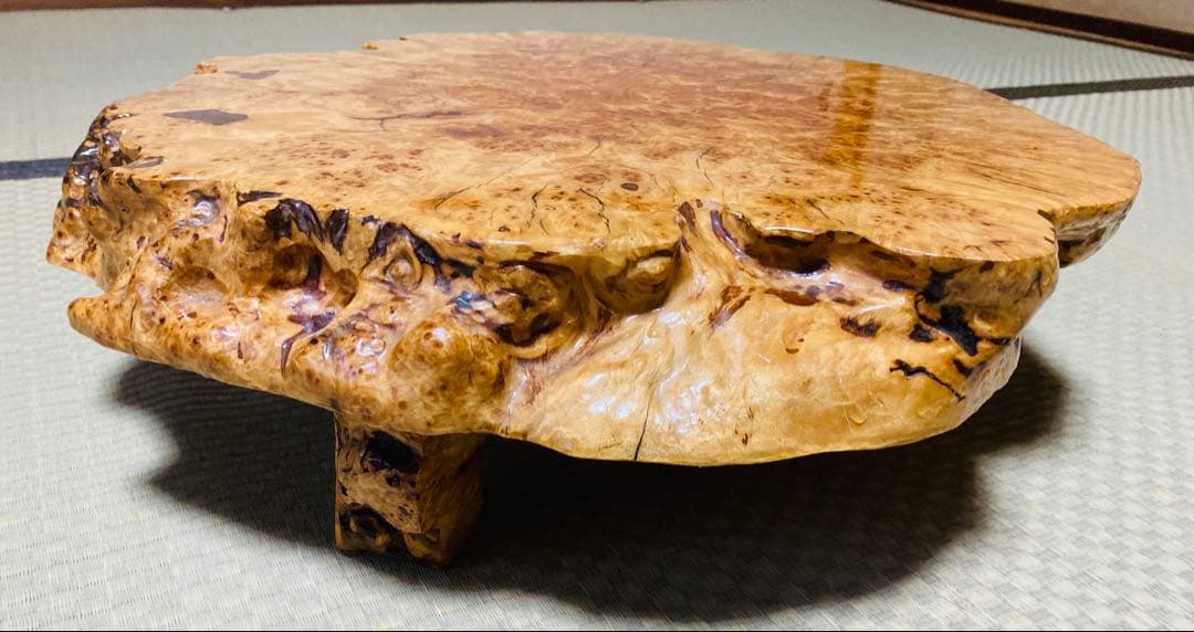 道産天然木　瘤　花台 香炉台 置物 テーブル　脚付