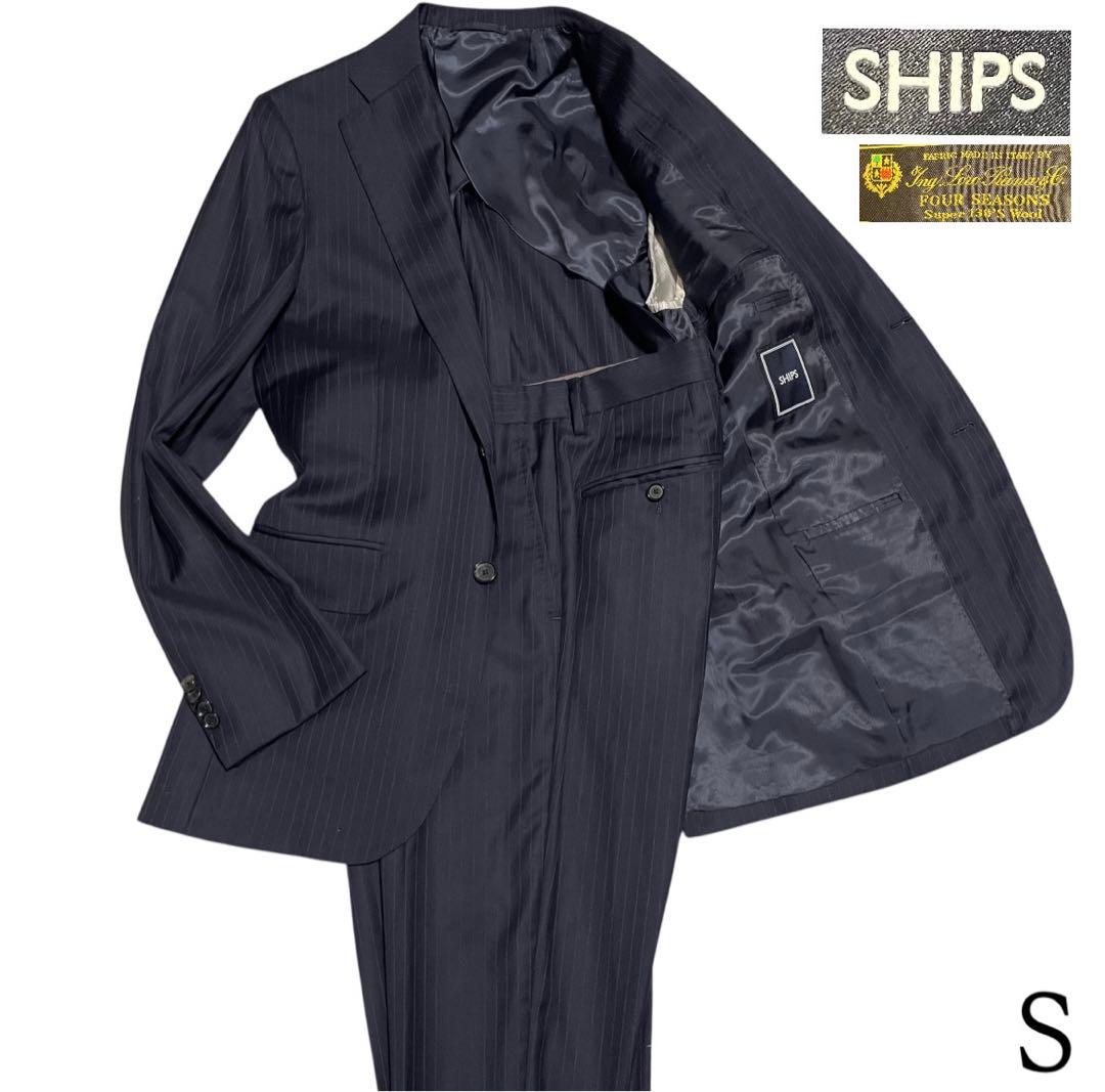 【SHIPS×Loro Piana】ビジネススーツセットアップストライプ 濃紺S
