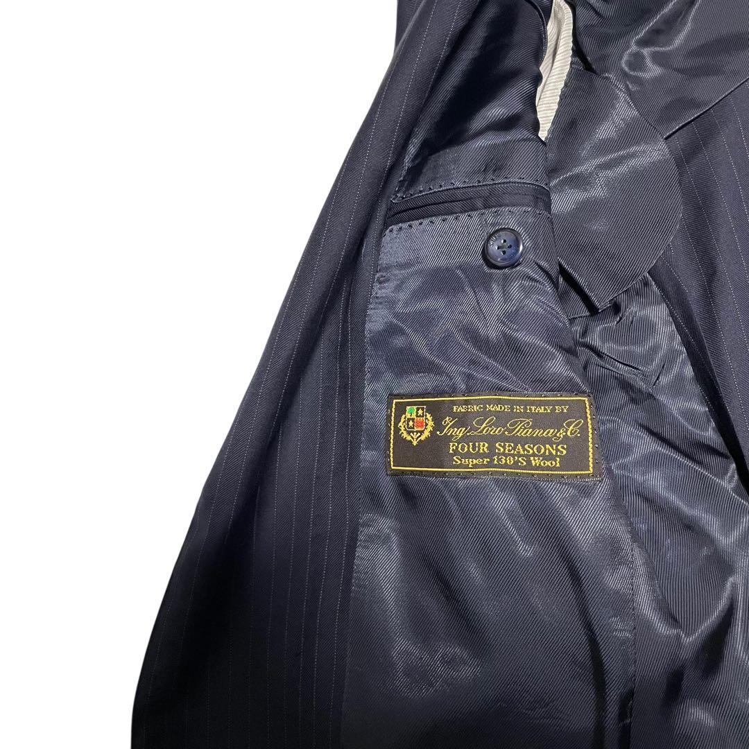 【SHIPS×Loro Piana】ビジネススーツセットアップストライプ 濃紺S