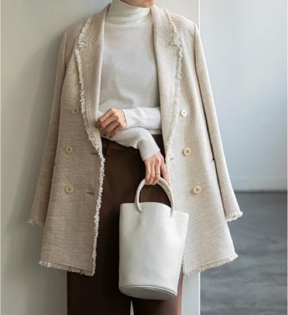 新品 ノーブル Noble スラブツイードダブルテーラードジャケット ３８