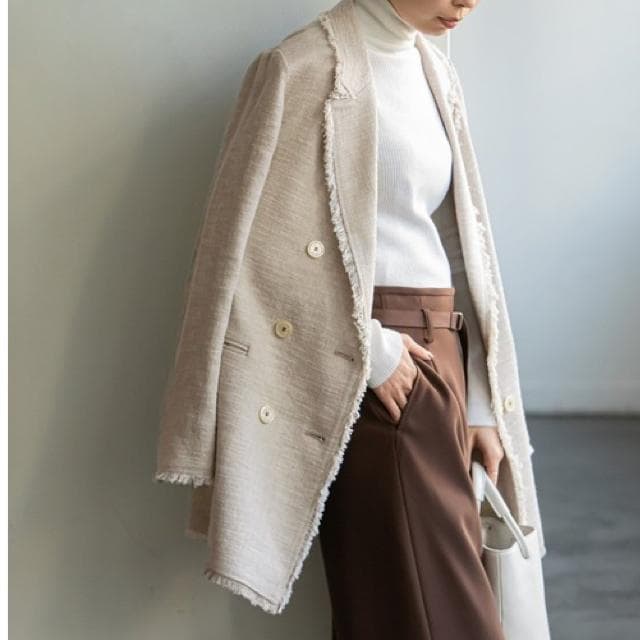 新品 ノーブル Noble スラブツイードダブルテーラードジャケット ３８